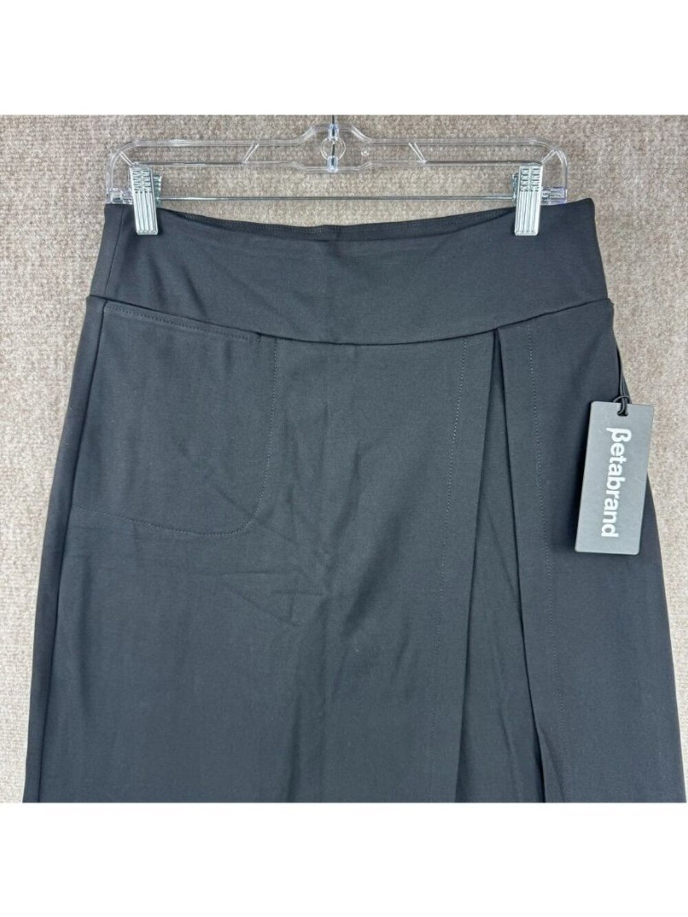 Betabrand Sassiest Pants Wrap Skirt M Black Ponte Knit Minimalist Corp Chic - Picture 3 of 15